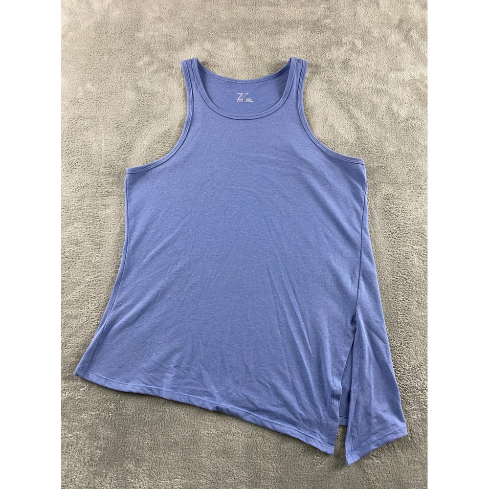 Z by Zella Womens Asymmetrical Hem Tank Top Blue Periwinkle Activewear Size M